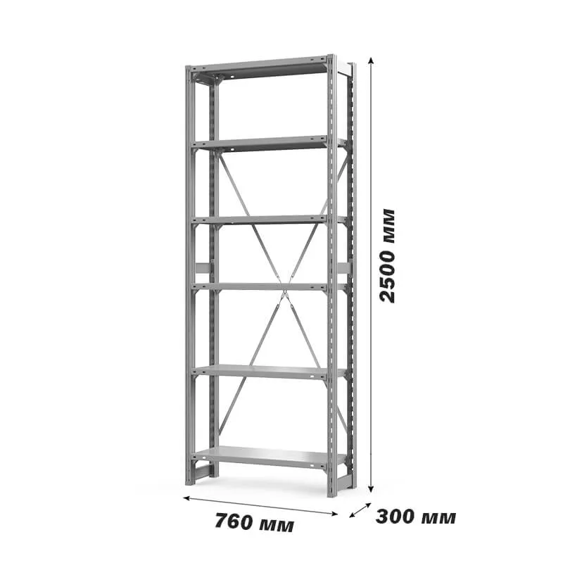 Полочный стеллаж ТСУ 2500x760x300 мм (Металлический)